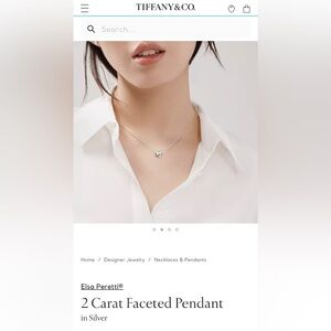 Tiffany & Co. 2 Carat Faceted Pendant Sterling Necklace EUC